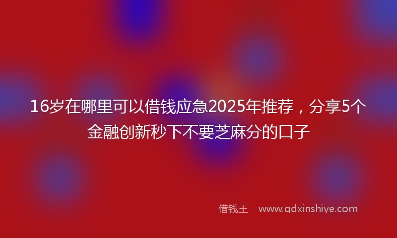 16岁在哪里可以借钱应急2025年推荐，分享5个金融创新秒下不要芝麻分的口子