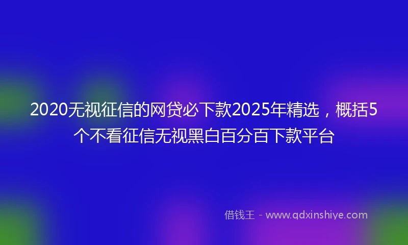 2020无视征信的网贷必下款2025年精选，概括5个不看征信无视黑白百分百下款平台