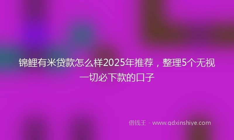 锦鲤有米贷款怎么样2025年推荐，整理5个无视一切必下款的口子