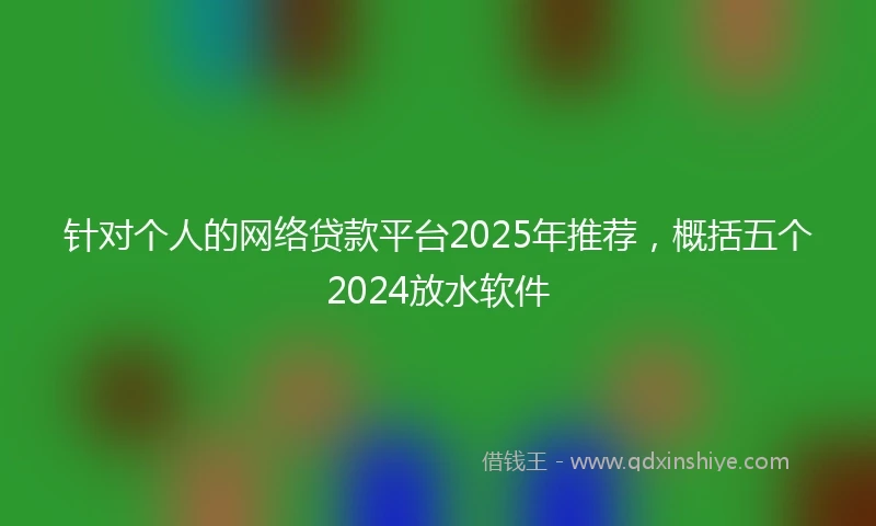 针对个人的网络贷款平台2025年推荐，概括五个2024放水软件