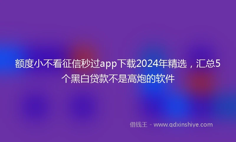 额度小不看征信秒过app下载2024年精选，汇总5个黑白贷款不是高炮的软件