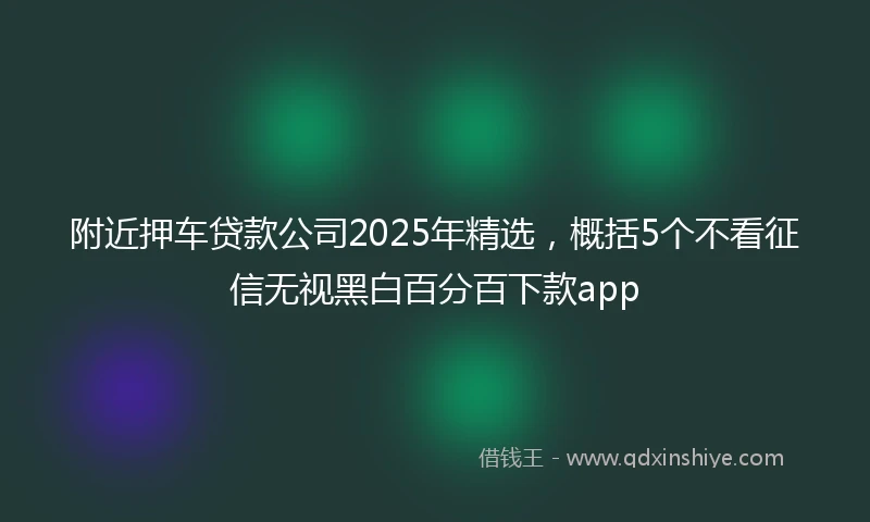 附近押车贷款公司2025年精选，概括5个不看征信无视黑白百分百下款app