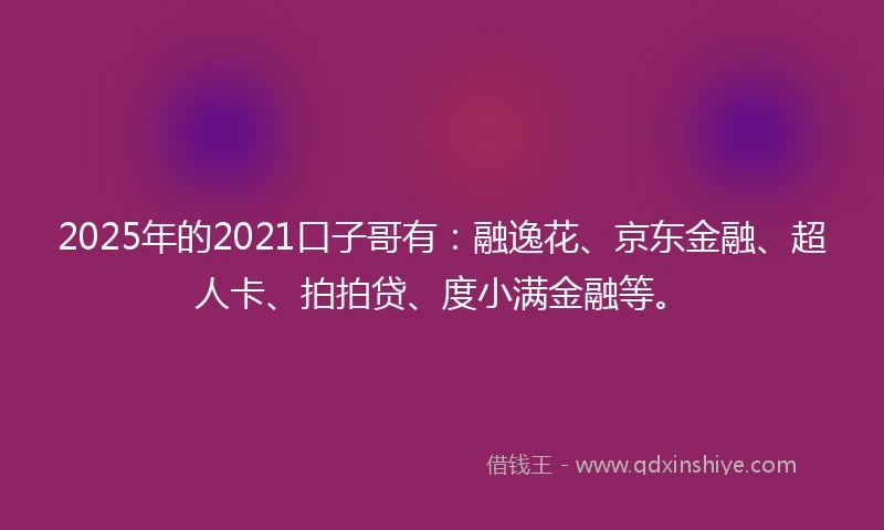 2025年的2021口子哥有：融逸花、京东金融、超人卡、拍拍贷、度小满金融等。