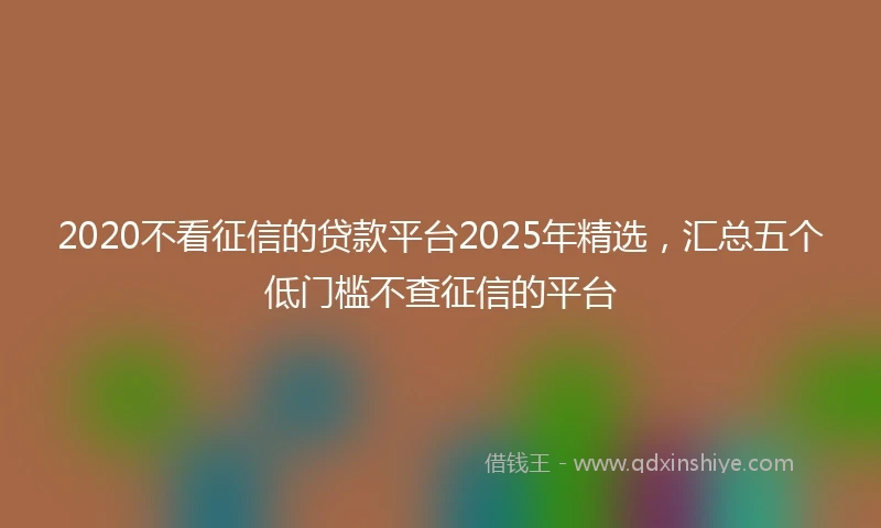 2020不看征信的贷款平台2025年精选，汇总五个低门槛不查征信的平台