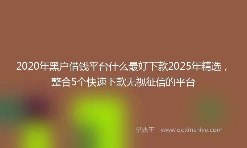 2020年黑户借钱平台什么最好下款2025年精选，整合5个快速下款无视征信的平台
