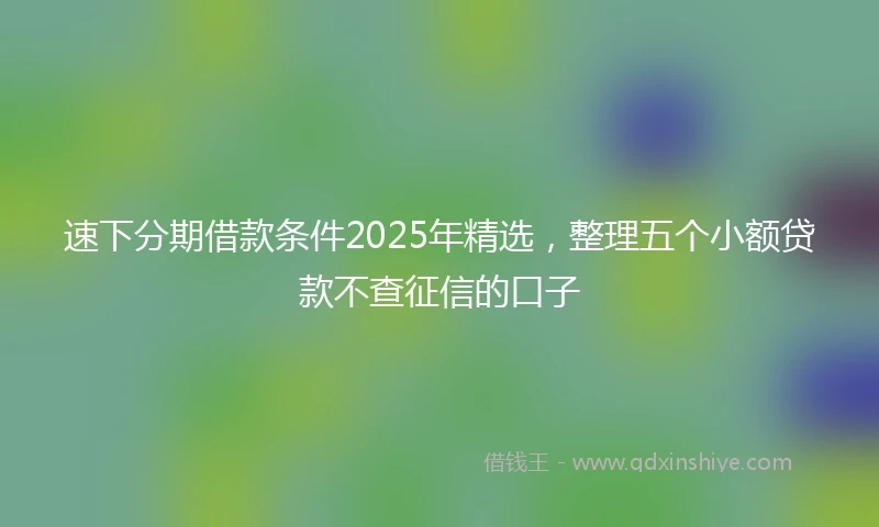 速下分期借款条件2025年精选，整理五个小额贷款不查征信的口子