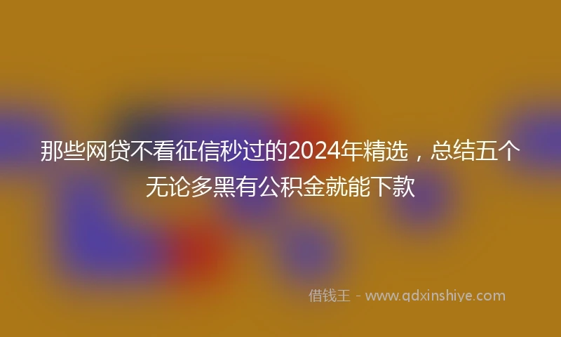 那些网贷不看征信秒过的2024年精选，总结五个无论多黑有公积金就能下款