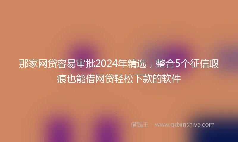 那家网贷容易审批2024年精选，整合5个征信瑕疵也能借网贷轻松下款的软件