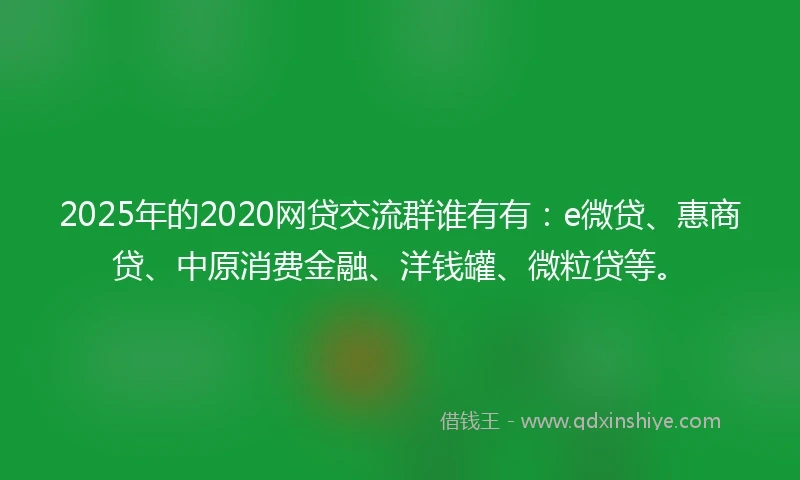 2025年的2020网贷交流群谁有有：e微贷、惠商贷、中原消费金融、洋钱罐、微粒贷等。