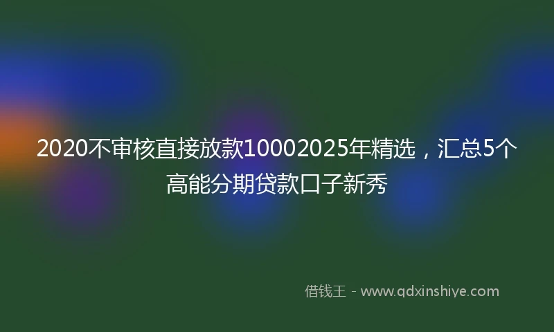 2020不审核直接放款10002025年精选，汇总5个高能分期贷款口子新秀
