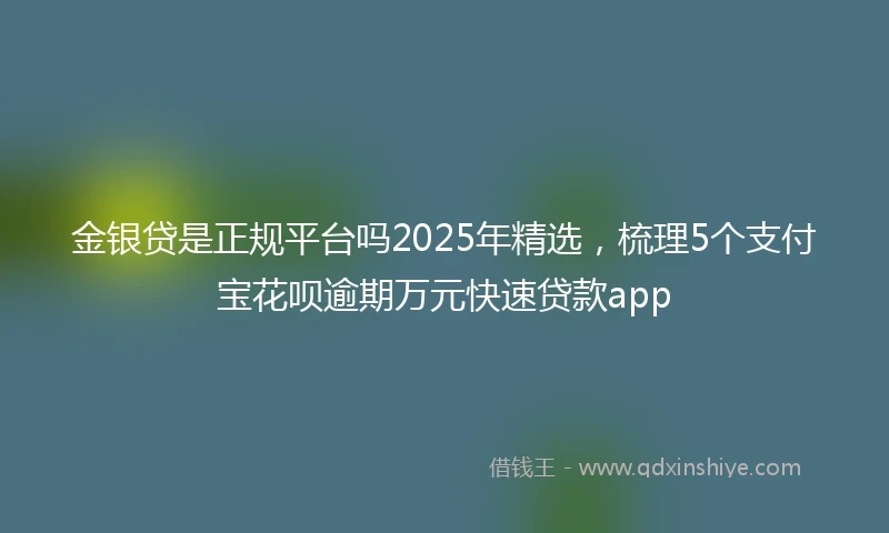 金银贷是正规平台吗2025年精选，梳理5个支付宝花呗逾期万元快速贷款app