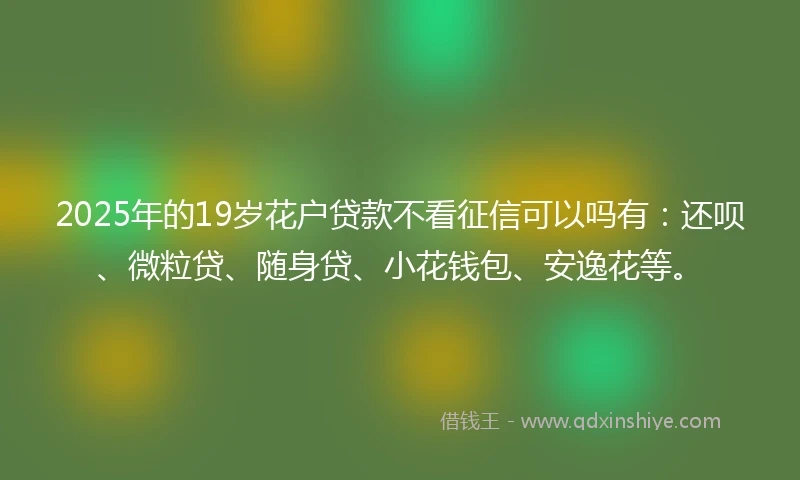 2025年的19岁花户贷款不看征信可以吗有：还呗、微粒贷、随身贷、小花钱包、安逸花等。