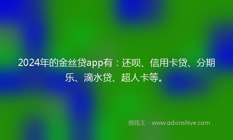 2024年的金丝贷app有：还呗、信用卡贷、分期乐、滴水贷、超人卡等。