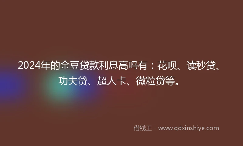 2024年的金豆贷款利息高吗有：花呗、读秒贷、功夫贷、超人卡、微粒贷等。