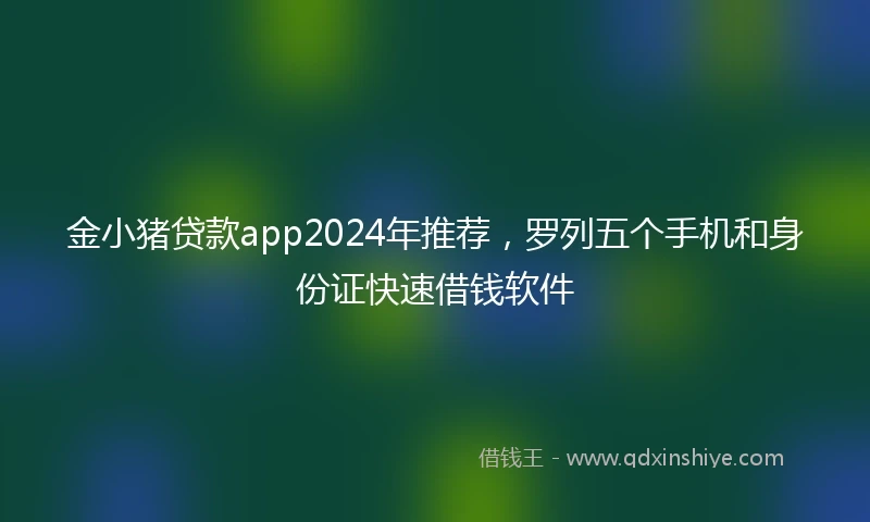 金小猪贷款app2024年推荐，罗列五个手机和身份证快速借钱软件