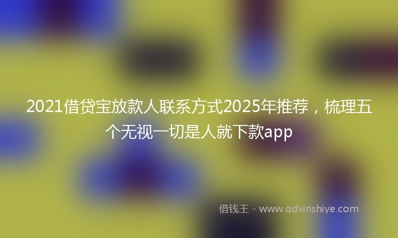 2021借贷宝放款人联系方式2025年推荐，梳理五个无视一切是人就下款app