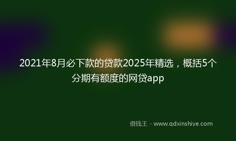 2021年8月必下款的贷款2025年精选，概括5个分期有额度的网贷app