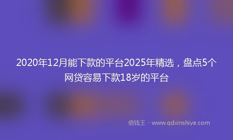 2020年12月能下款的平台2025年精选，盘点5个网贷容易下款18岁的平台