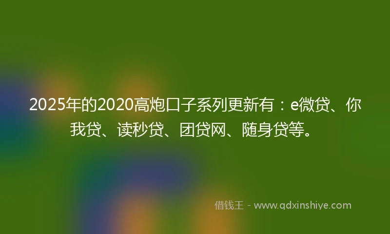 2025年的2020高炮口子系列更新有：e微贷、你我贷、读秒贷、团贷网、随身贷等。