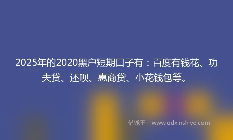 2025年的2020黑户短期口子有：百度有钱花、功夫贷、还呗、惠商贷、小花钱包等。
