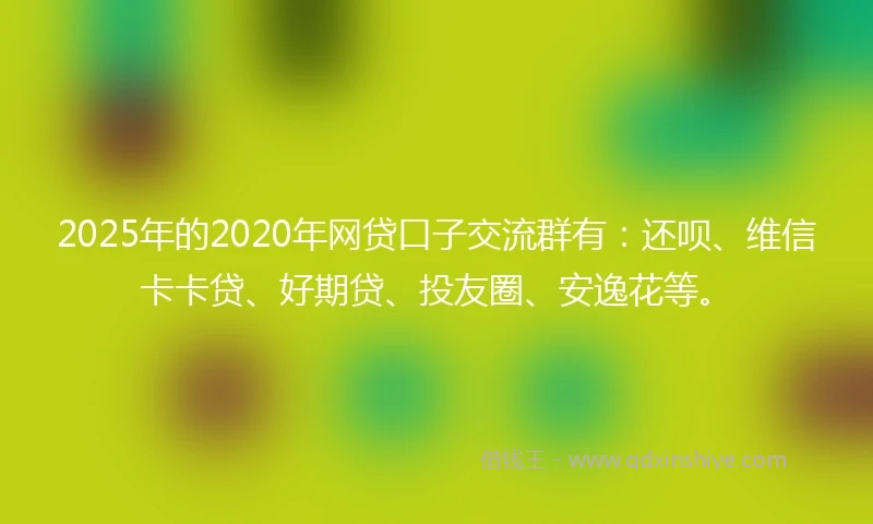 2025年的2020年网贷口子交流群有：还呗、维信卡卡贷、好期贷、投友圈、安逸花等。