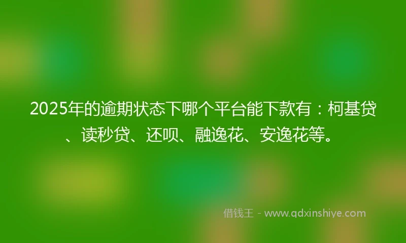 2025年的逾期状态下哪个平台能下款有：柯基贷、读秒贷、还呗、融逸花、安逸花等。
