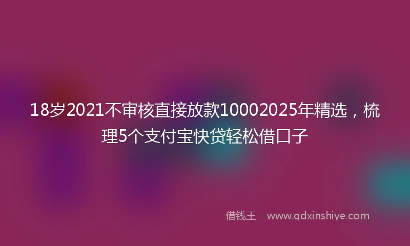 18岁2021不审核直接放款10002025年精选，梳理5个支付宝快贷轻松借口子