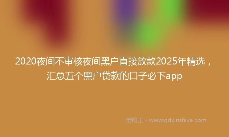 2020夜间不审核夜间黑户直接放款2025年精选，汇总五个黑户贷款的口子必下app