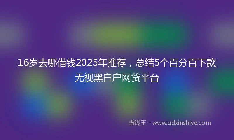 16岁去哪借钱2025年推荐，总结5个百分百下款无视黑白户网贷平台
