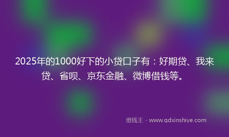 2025年的1000好下的小贷口子有：好期贷、我来贷、省呗、京东金融、微博借钱等。