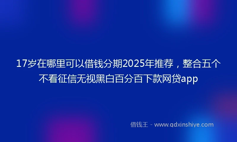 17岁在哪里可以借钱分期2025年推荐，整合五个不看征信无视黑白百分百下款网贷app
