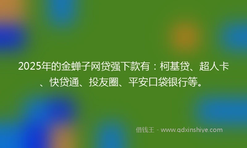 2025年的金蝉子网贷强下款有：柯基贷、超人卡、快贷通、投友圈、平安口袋银行等。