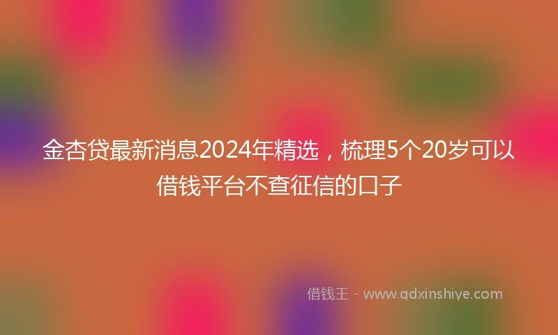 金杏贷最新消息2024年精选，梳理5个20岁可以借钱平台不查征信的口子