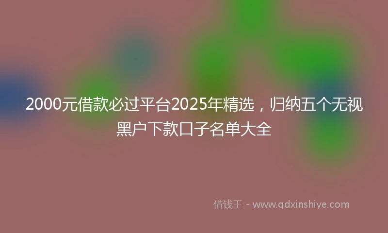 2000元借款必过平台2025年精选，归纳五个无视黑户下款口子名单大全