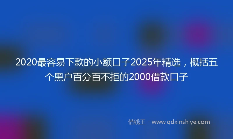 2020最容易下款的小额口子2025年精选，概括五个黑户百分百不拒的2000借款口子