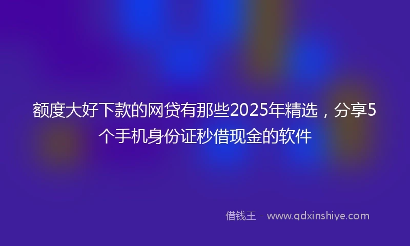 额度大好下款的网贷有那些2025年精选，分享5个手机身份证秒借现金的软件