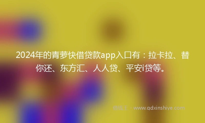 2024年的青萝快借贷款app入口有：拉卡拉、替你还、东方汇、人人贷、平安i贷等。