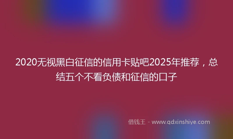 2020无视黑白征信的信用卡贴吧2025年推荐，总结五个不看负债和征信的口子