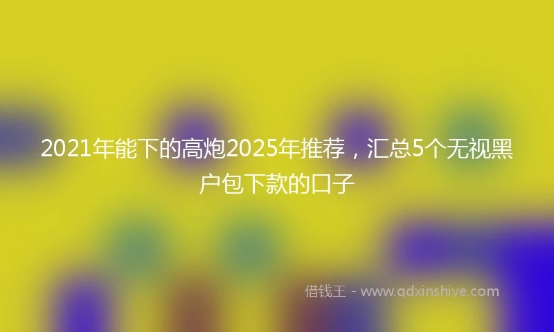 2021年能下的高炮2025年推荐，汇总5个无视黑户包下款的口子