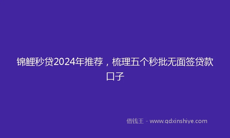 锦鲤秒贷2024年推荐，梳理五个秒批无面签贷款口子