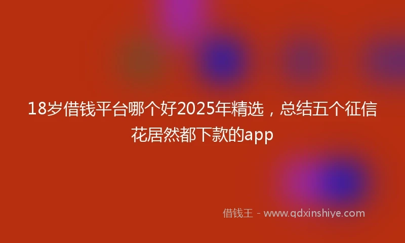 18岁借钱平台哪个好2025年精选，总结五个征信花居然都下款的app