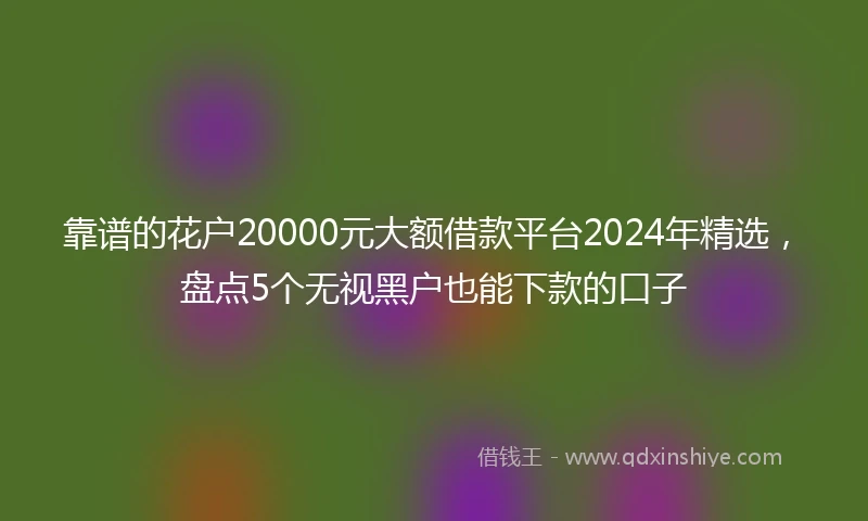 靠谱的花户20000元大额借款平台2024年精选，盘点5个无视黑户也能下款的口子