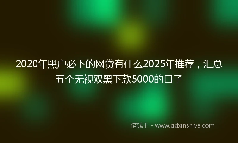 2020年黑户必下的网贷有什么2025年推荐，汇总五个无视双黑下款5000的口子