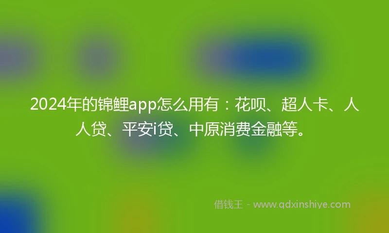 2024年的锦鲤app怎么用有：花呗、超人卡、人人贷、平安i贷、中原消费金融等。