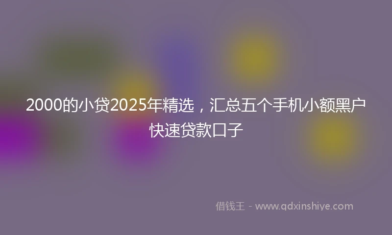 2000的小贷2025年精选，汇总五个手机小额黑户快速贷款口子