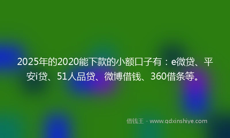 2025年的2020能下款的小额口子有：e微贷、平安i贷、51人品贷、微博借钱、360借条等。