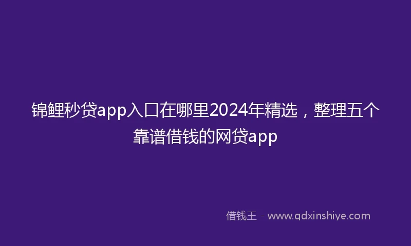 锦鲤秒贷app入口在哪里2024年精选，整理五个靠谱借钱的网贷app