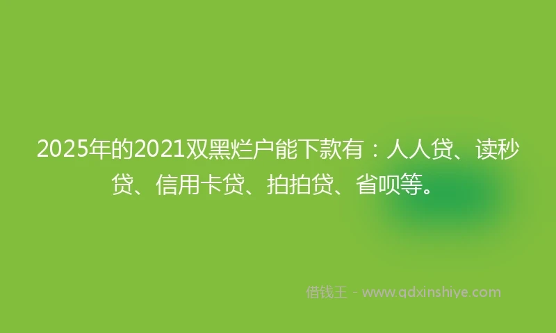 2025年的2021双黑烂户能下款有：人人贷、读秒贷、信用卡贷、拍拍贷、省呗等。