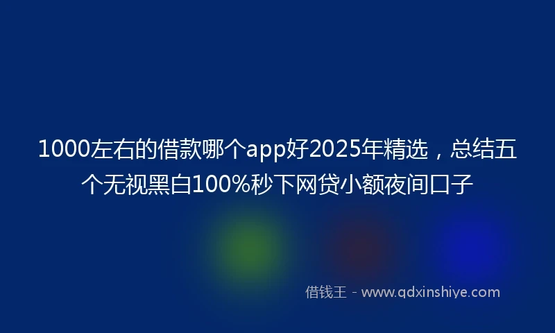 1000左右的借款哪个app好2025年精选，总结五个无视黑白100%秒下网贷小额夜间口子