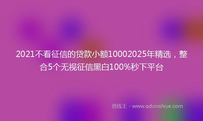 2021不看征信的贷款小额10002025年精选，整合5个无视征信黑白100%秒下平台
